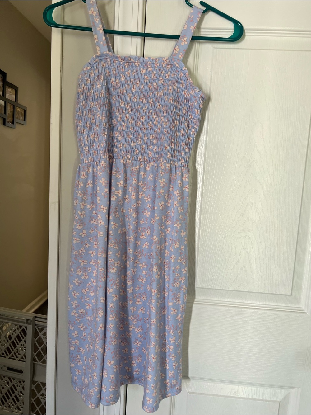 OshKosh B'gosh Light Blue Lavender Sundress with Pink Fleck Girl Size 8